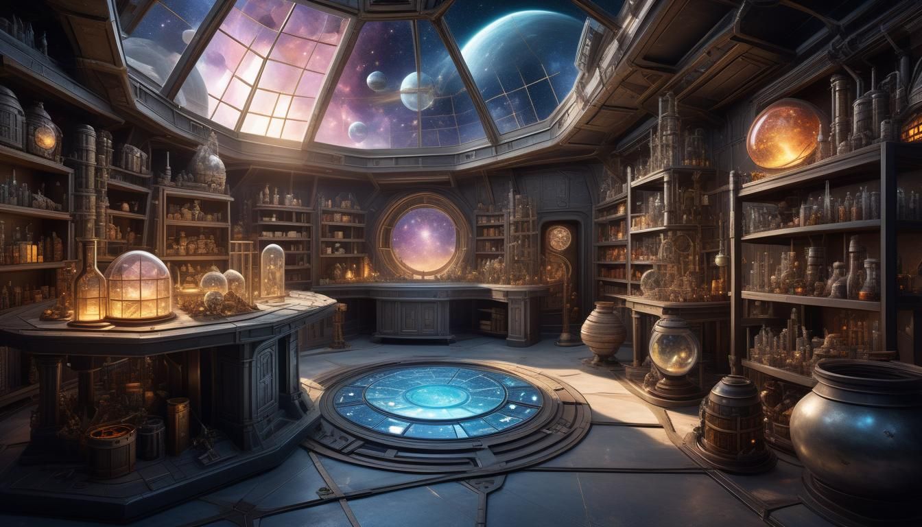 Fantasy Star Laboratory Under Ethereal Light