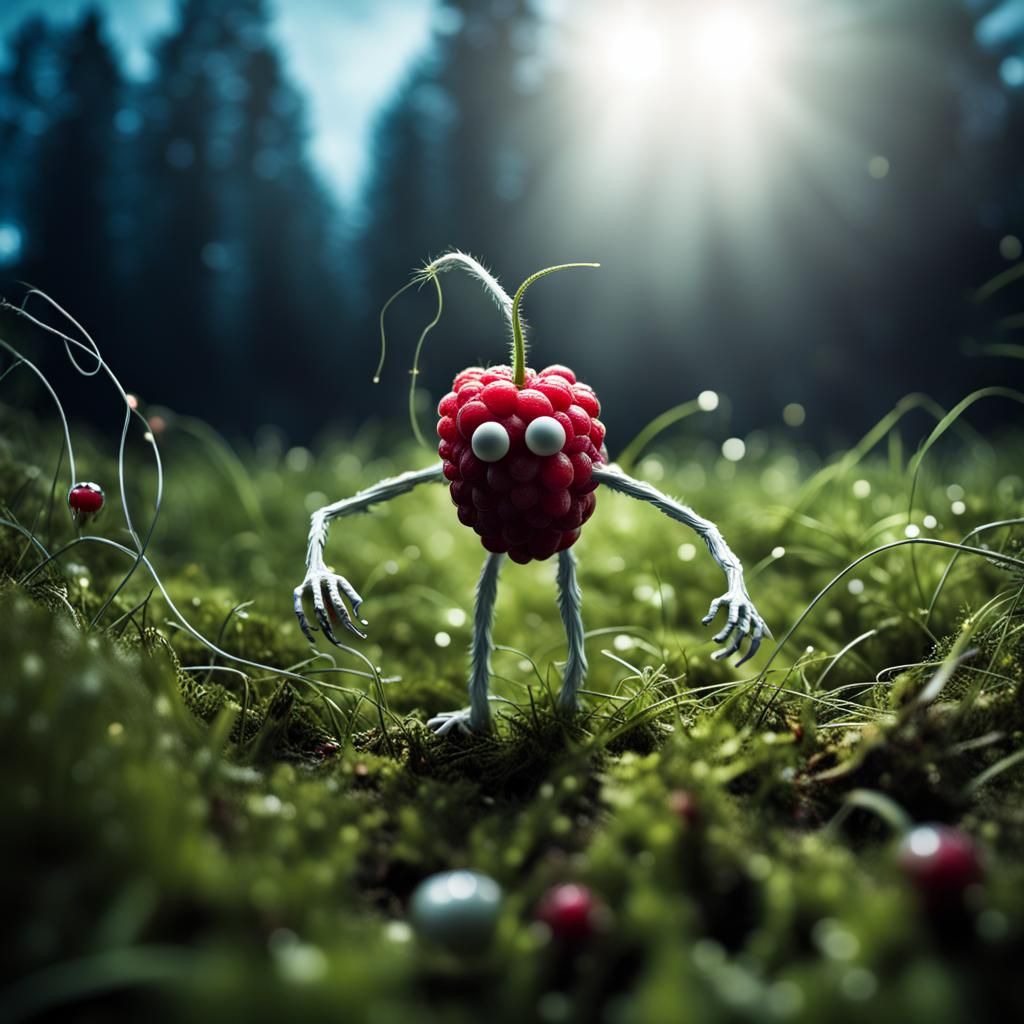 Zombie Raspberry in Field of Giant Grass