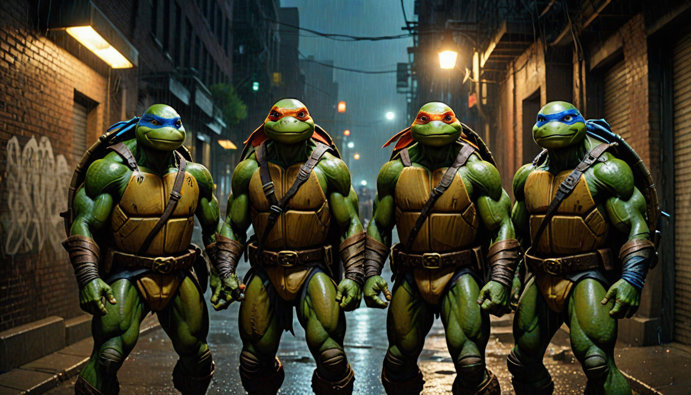 Gritty Teenage Mutant Ninja Turtles Cinematic Portrait