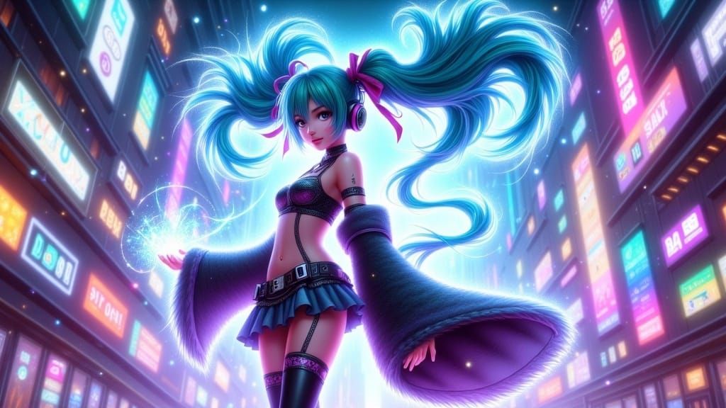 Hatsune Miku Unleashes Cyberpunk Energy Beam