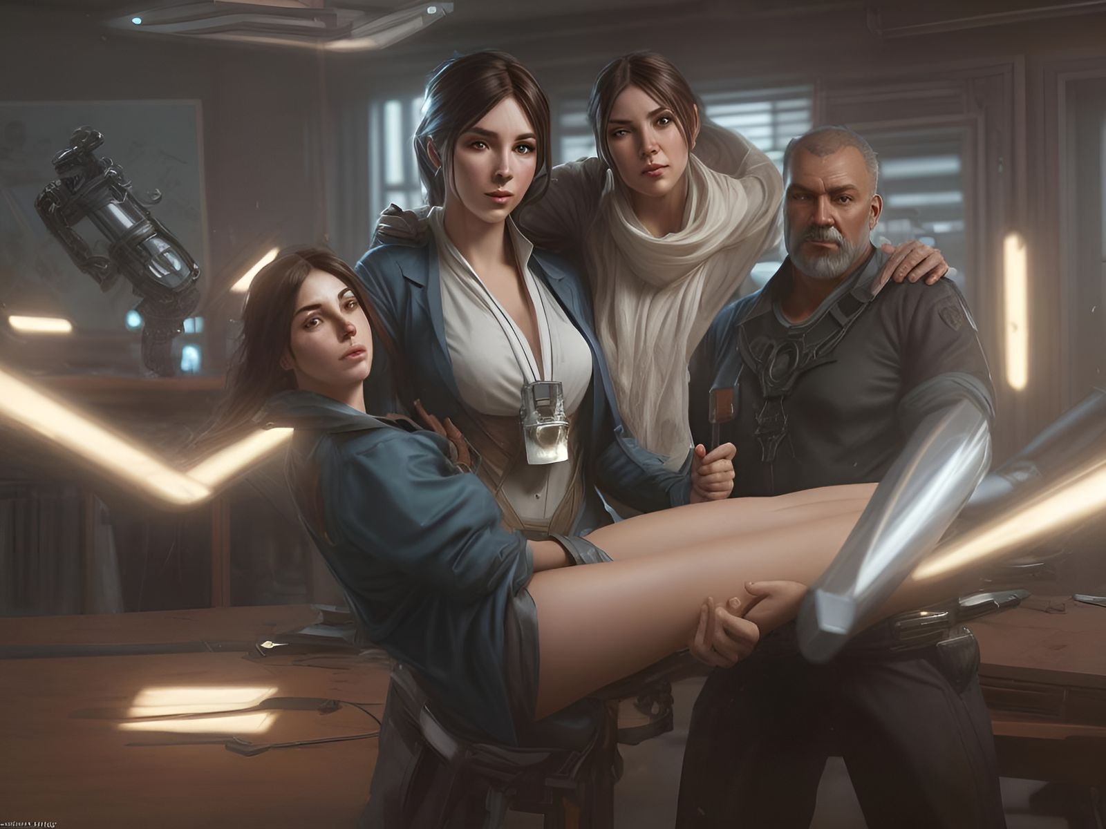 Dynamic Workplace Portrait in Trending Art Style