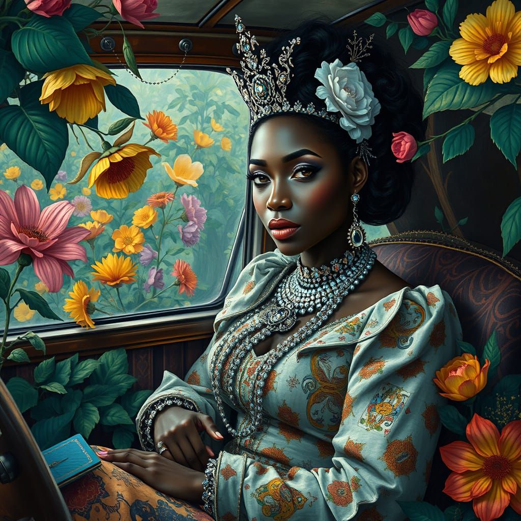 Victorian Queen of Hearts in Van Gogh Style