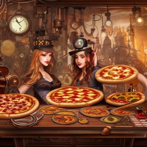 Steampunk Infinite Pizza Feast with Cheerleaders