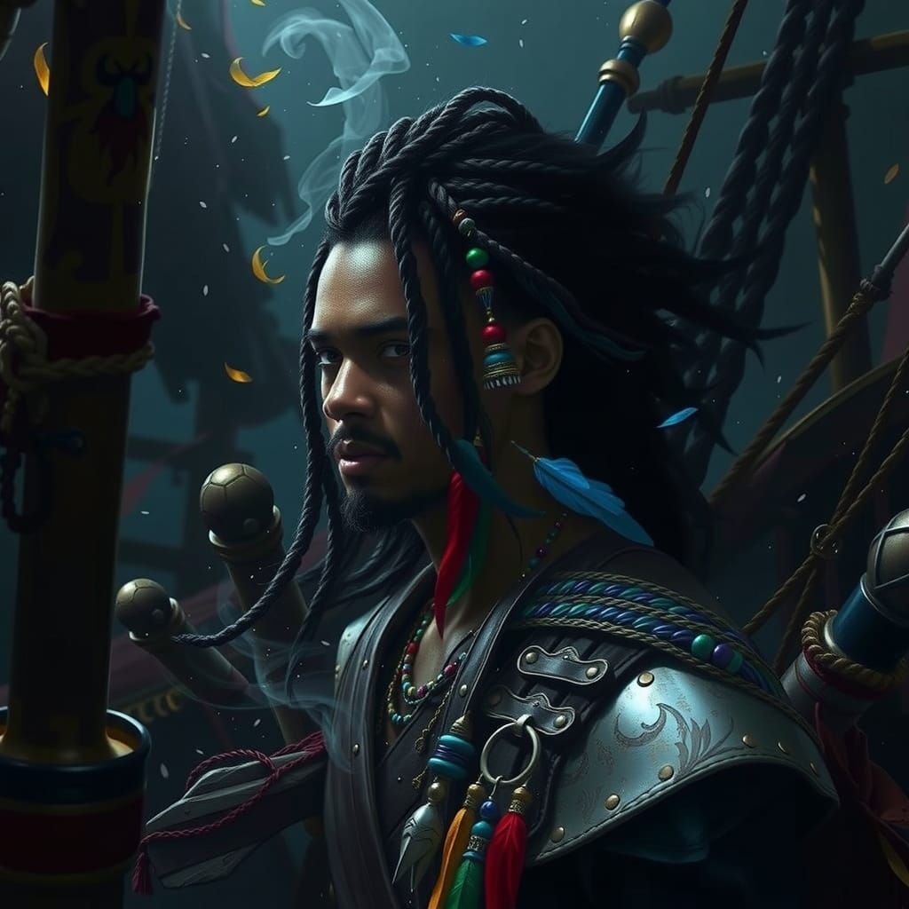 Cyberpunk Pirate Cultivator in Majestic, Weathered Glory