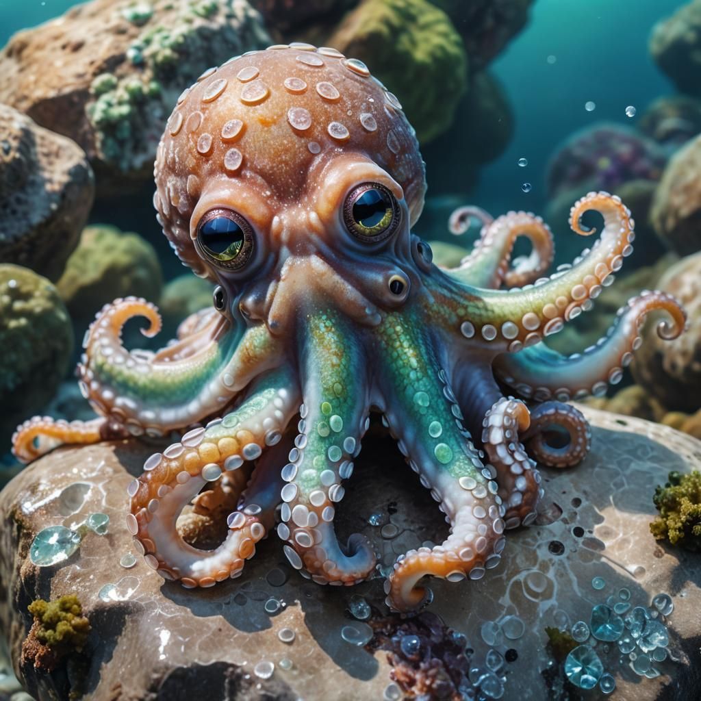 Cute Octopus Portrait in Hyper-Realistic Digital Art