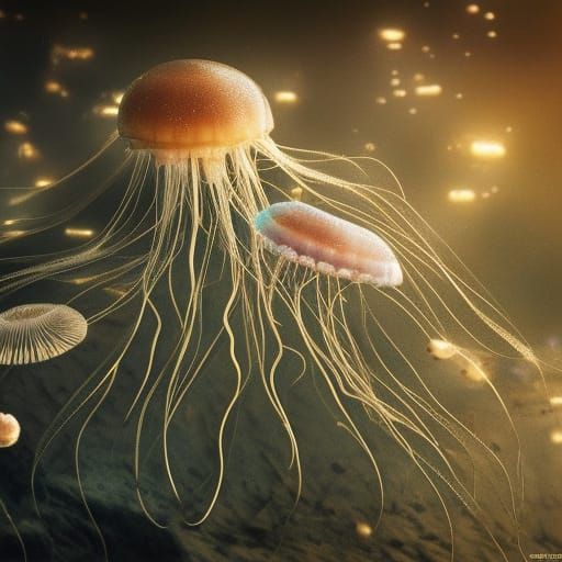 Tropical Beach Jellyfish Jewelry in Art Nouveau Style