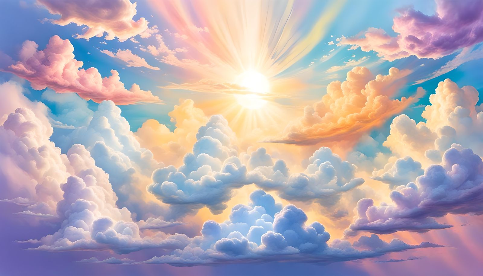 Ethereal Pastel Clouds with Strong Light Source