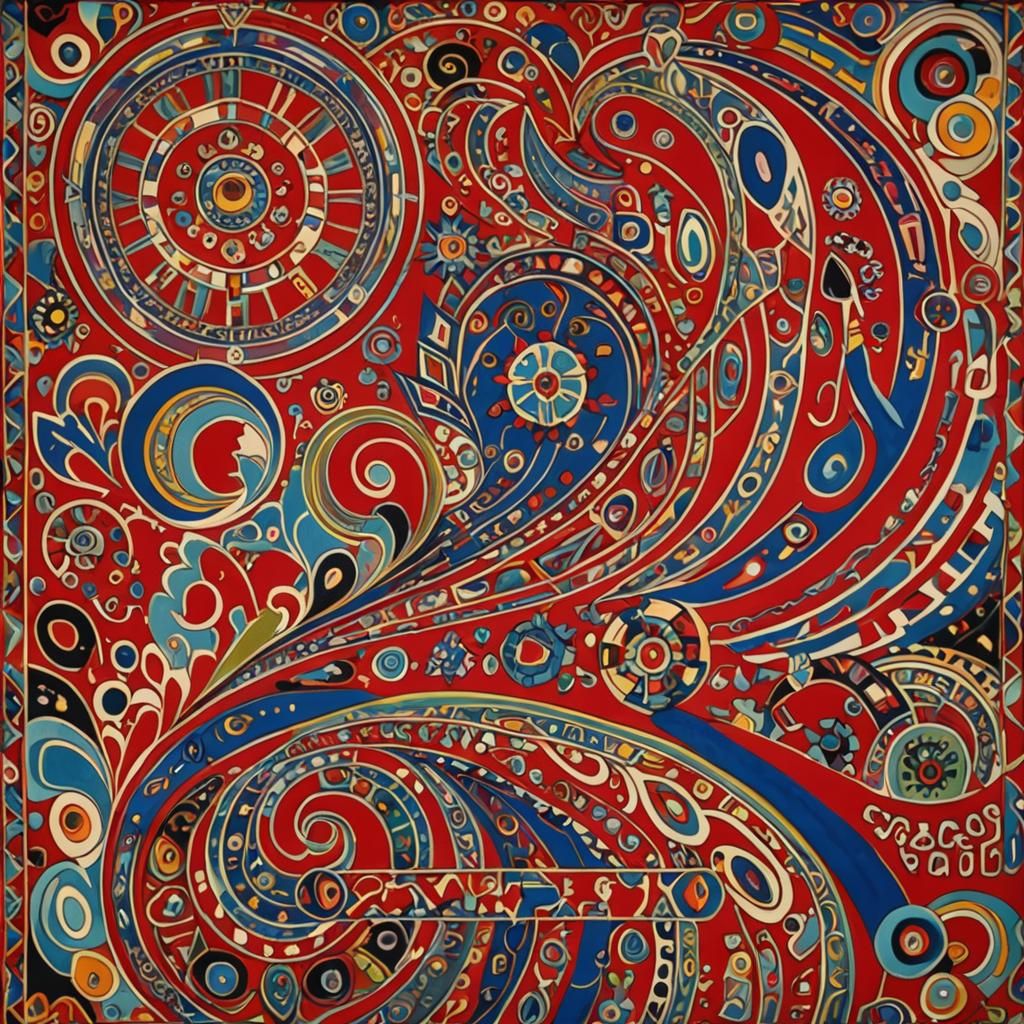 Surreal Arabesque Rug in Ndebele Art Style