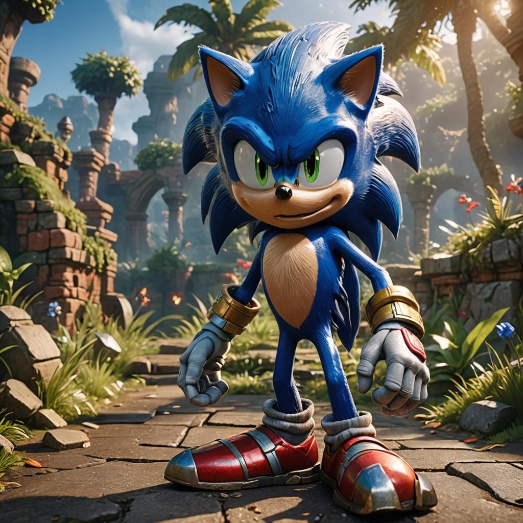 Sonic the Hedgehog in 3D Game Cinematic Style