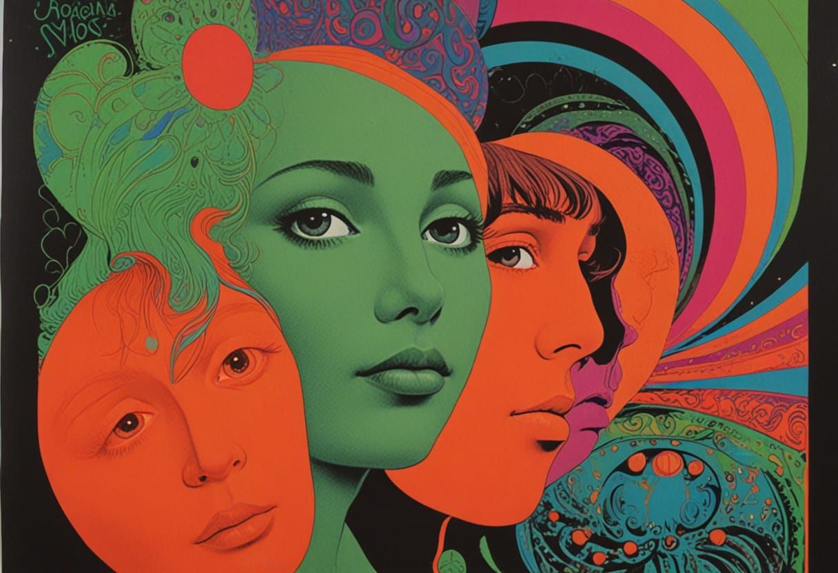 Psychedelic Rock Concert Poster in Vibrant Colors and Bold T...