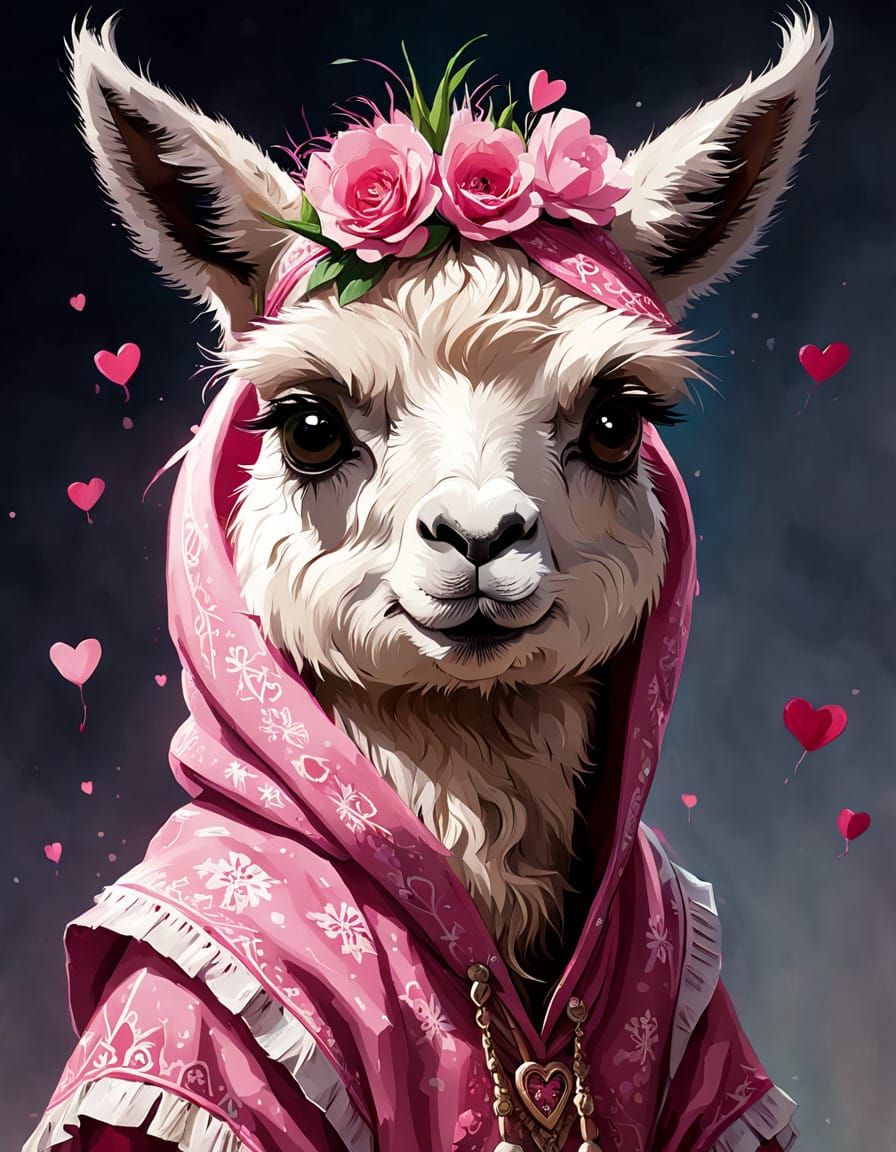 Charming Pink Llama Celebrates Valentine's Day in Whimsical ...