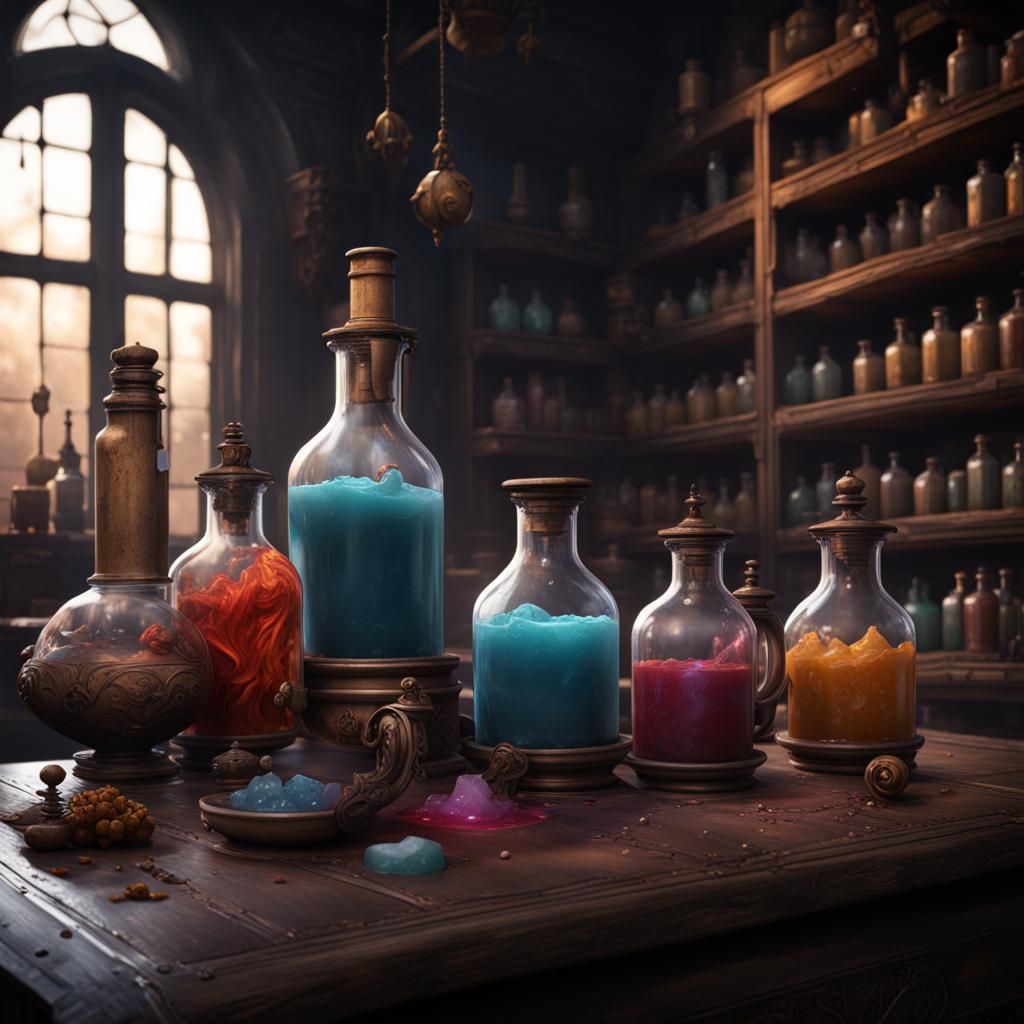 Fantastical Potions in Detailed Matte Painting
