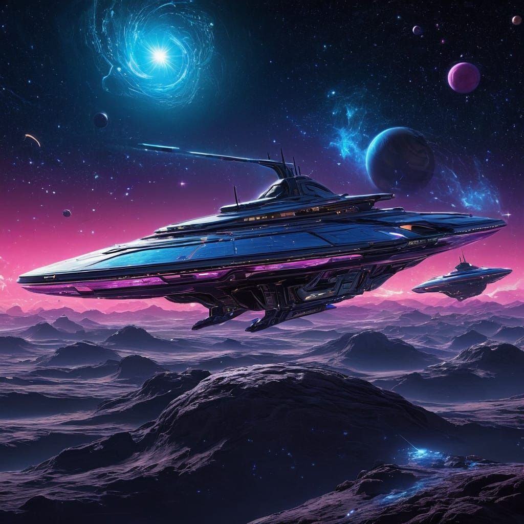 Futuristic Spaceships Soar Through the Cosmos