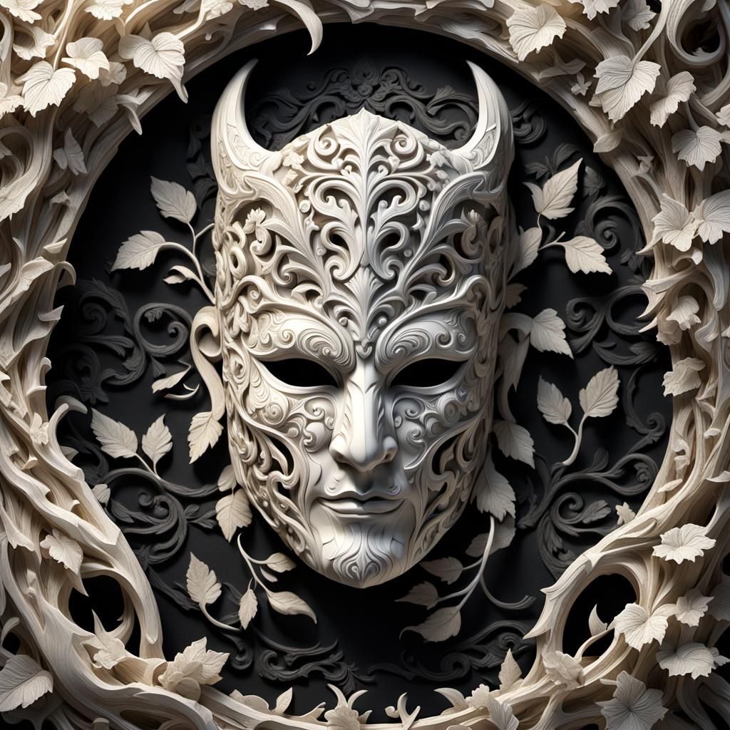 Epic Ivory Half-Mask with Intricate Vines