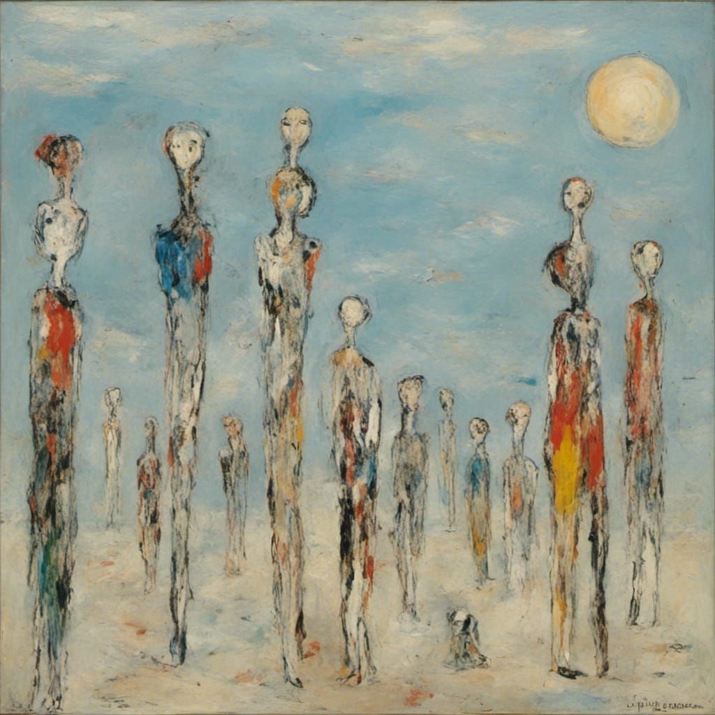 Figures Silhouetted on a Dramatic Horizon