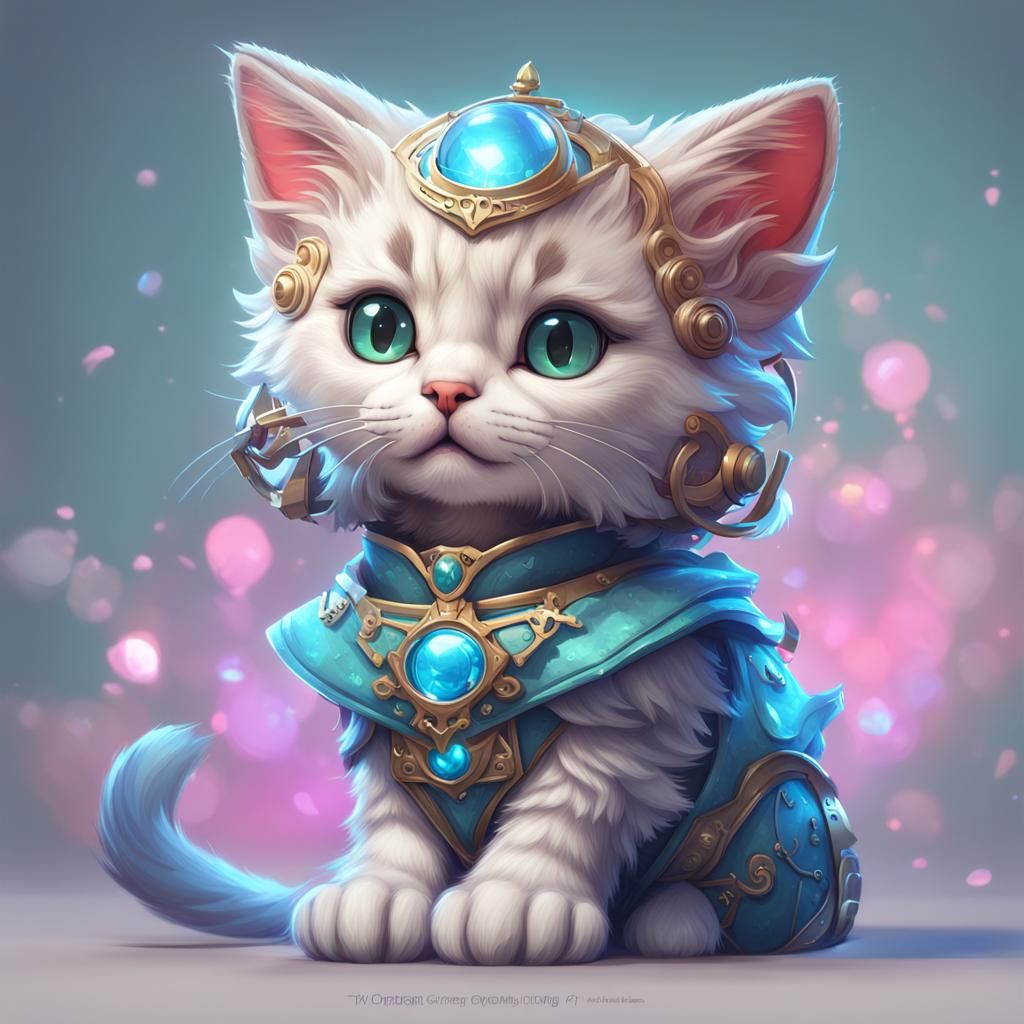 Adorable Kitty Portrait in Fantasy Art Style