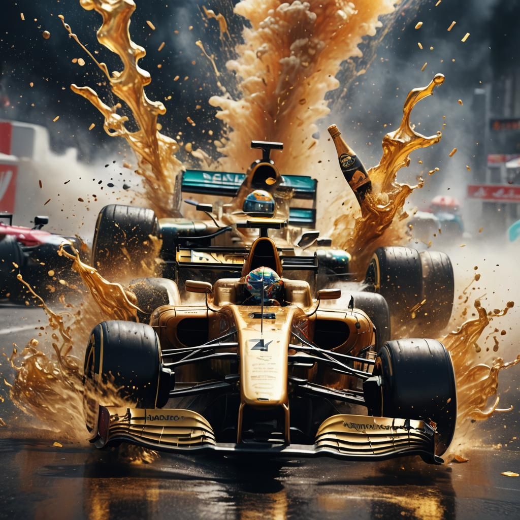 Formula 1 Racer Victory in Splash Art