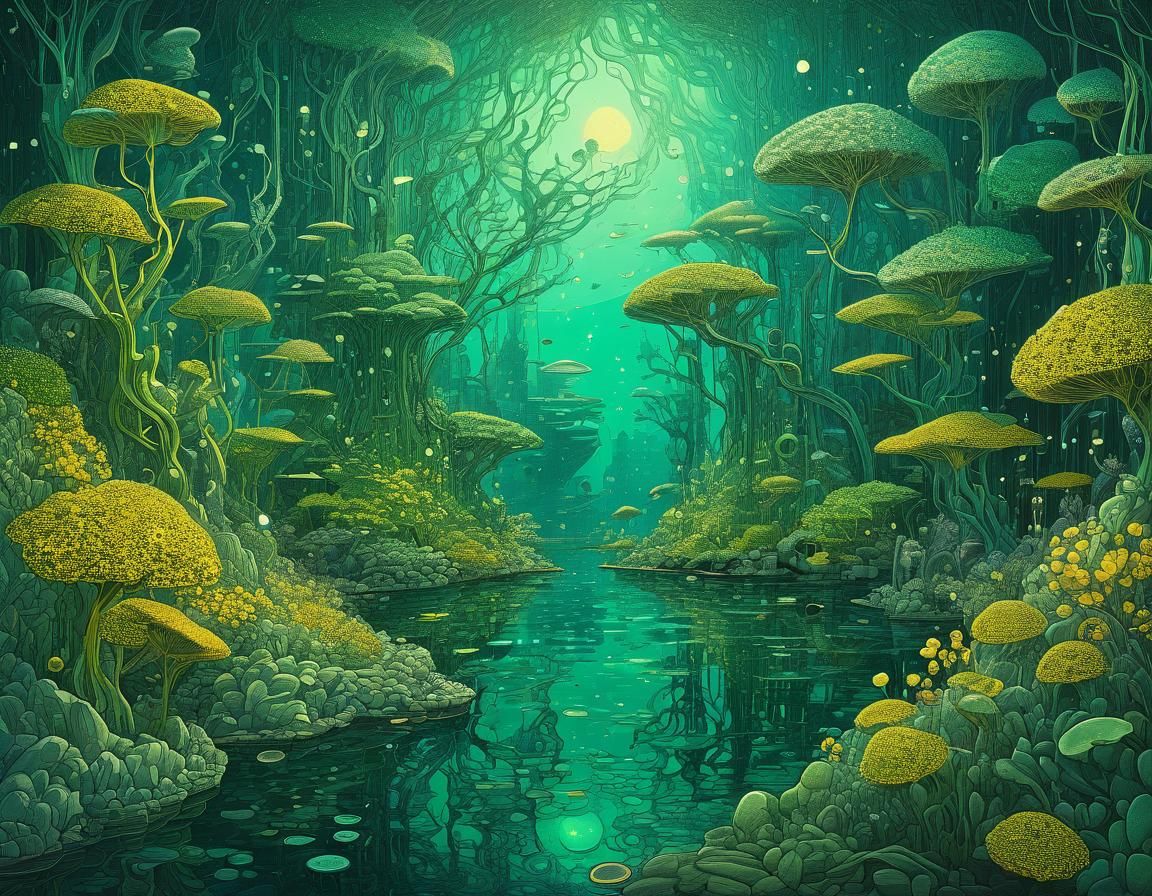 Ethereal Drawing: Jane Jay in a Surreal Landscape