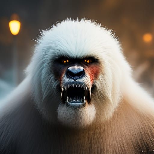 Hyper-Detailed Scary Yeti Portrait in Dark Fantasy Style