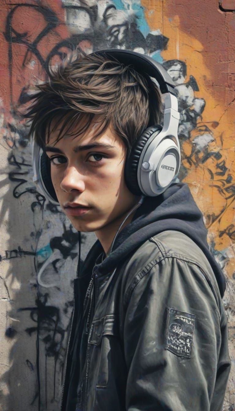 Urban Youth in Vibrant Street Art Style