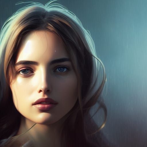 Detailed Portrait of Ana de Armas in Art Nouveau Style