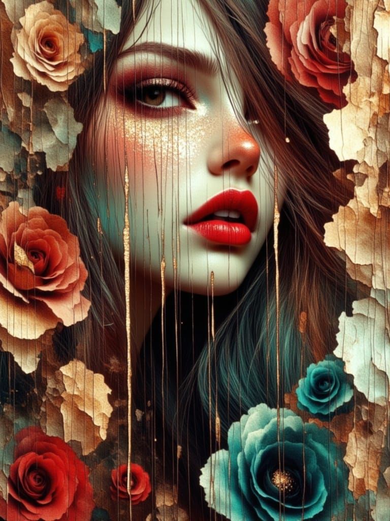 Colorful Gothic Woman in Dreamscape Aesthetic