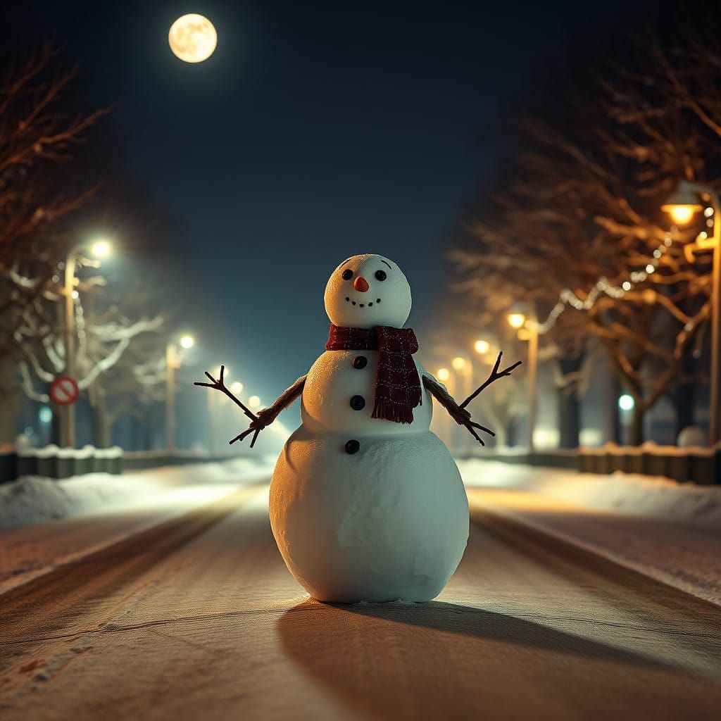 Winter Wonderland Snowman in Cinematic Style