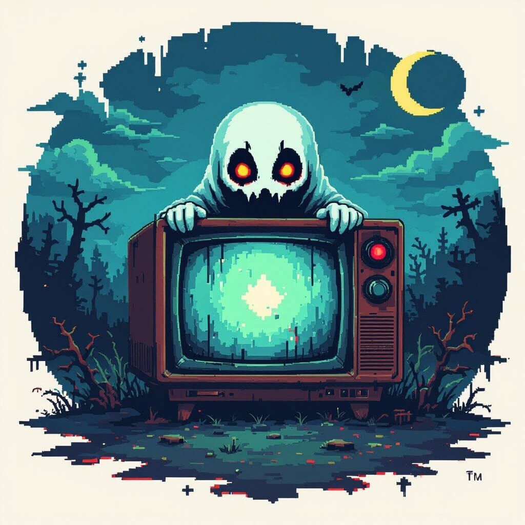 Eerie Ben Drowned Ghost Emerges From TV in Retro Horror Styl...