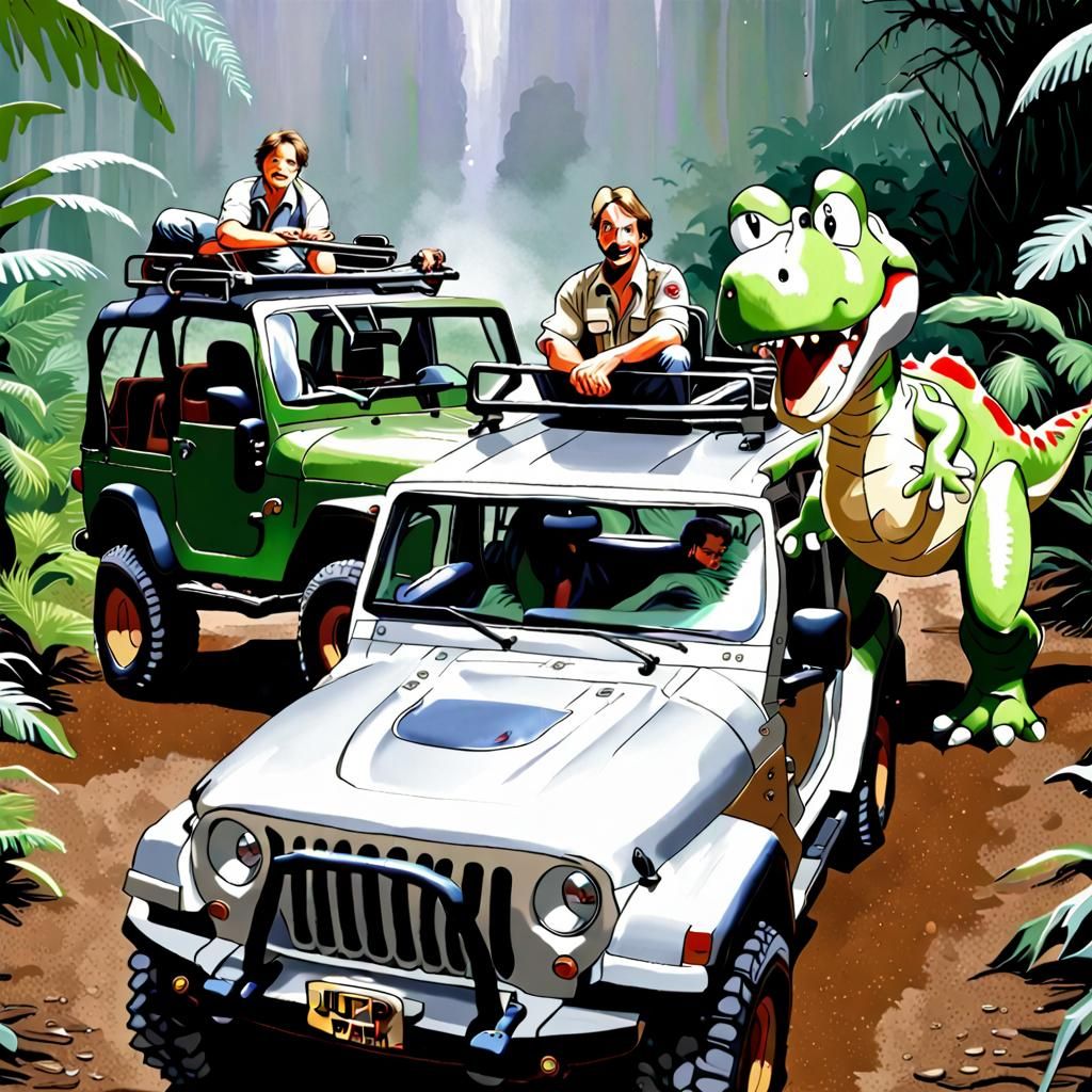 Yoshi and Alan Grant in Jurassic Park