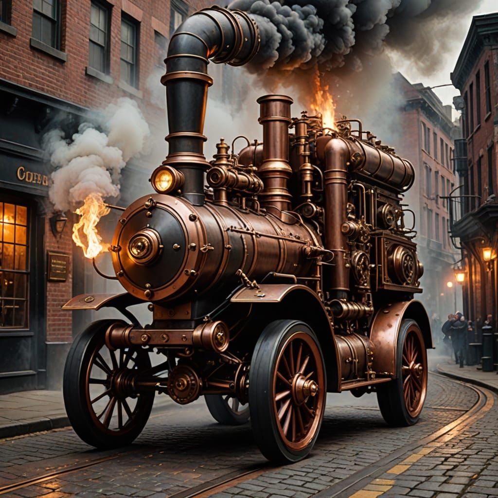 Steam-Powered Fire Engine Speeds Down Cobblestone Street