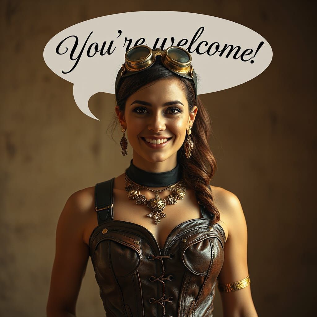 Steampunk Goddess Radiates Warmth and Welcome