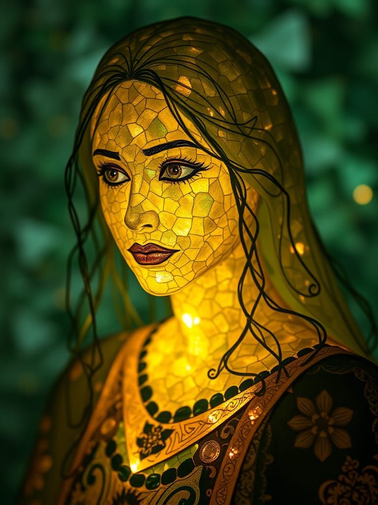 Portrait in Tessellated Sea Glass Pietra Dura