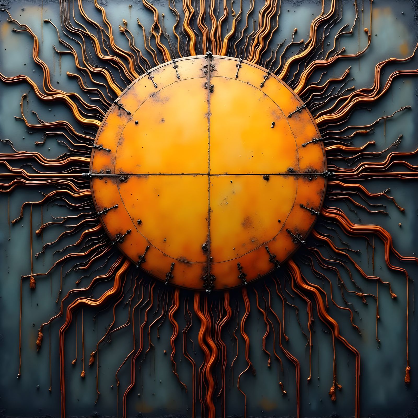 Circuit Stitched Sun with Grunge and Laced Texture