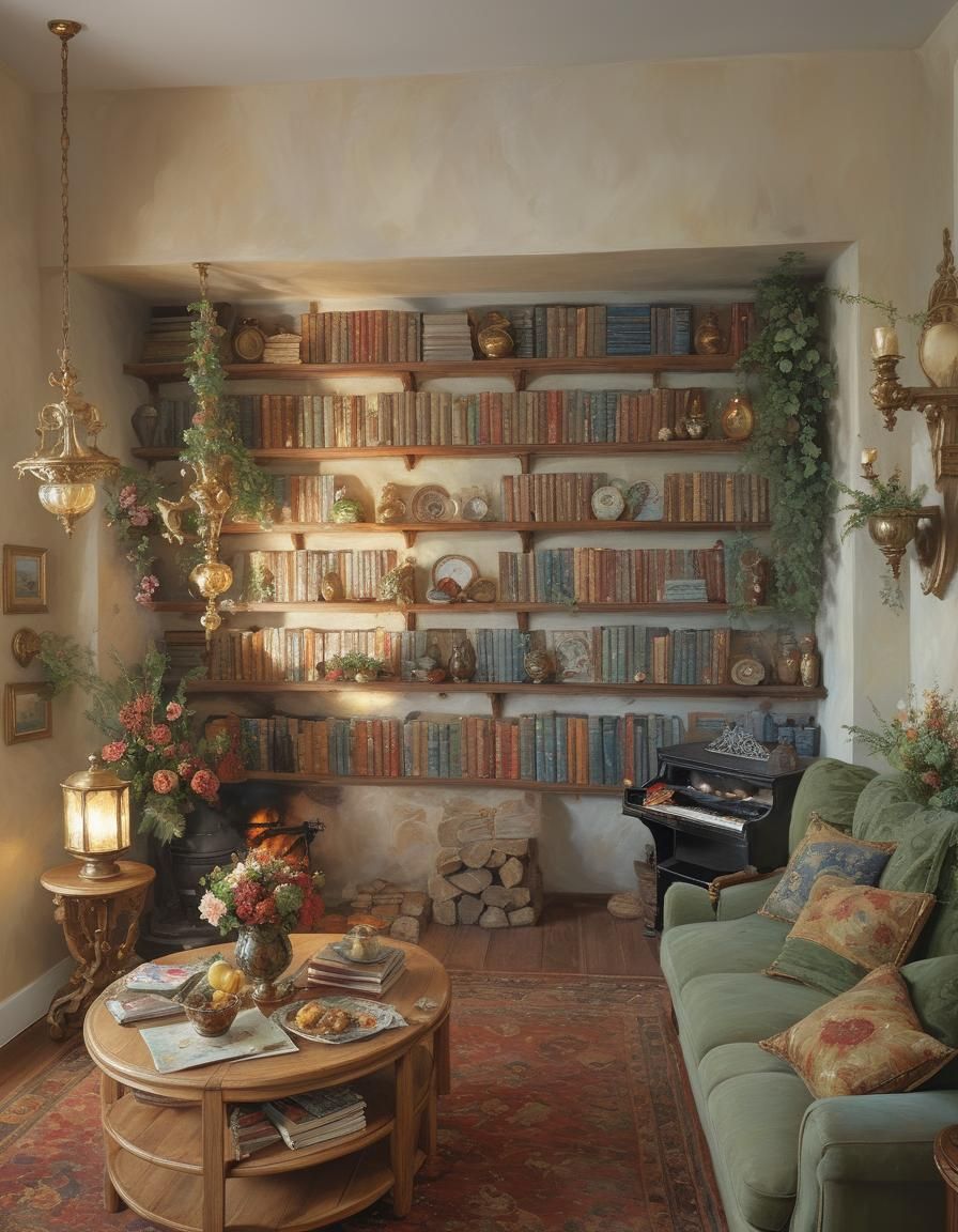 Cozy Cottage Interior Oil Painting