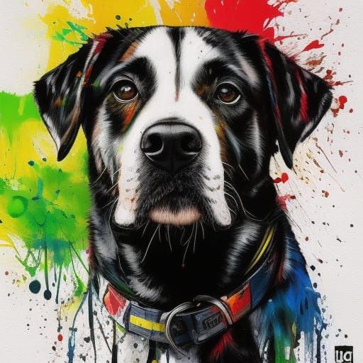 Colorful Ink Splash Dog in 3D