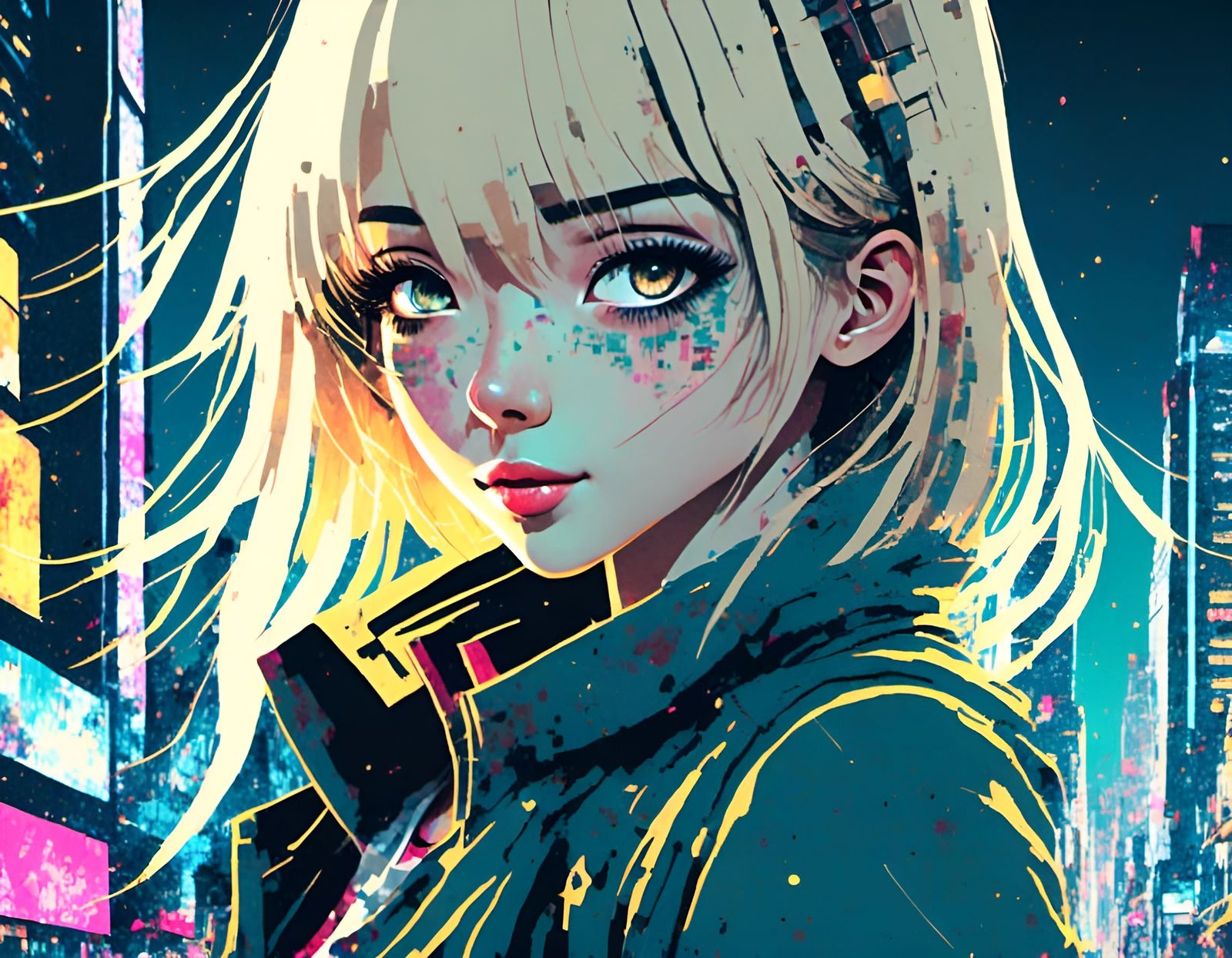 Anime Girl in Robotic Suit, Neo Tokyo Portrait