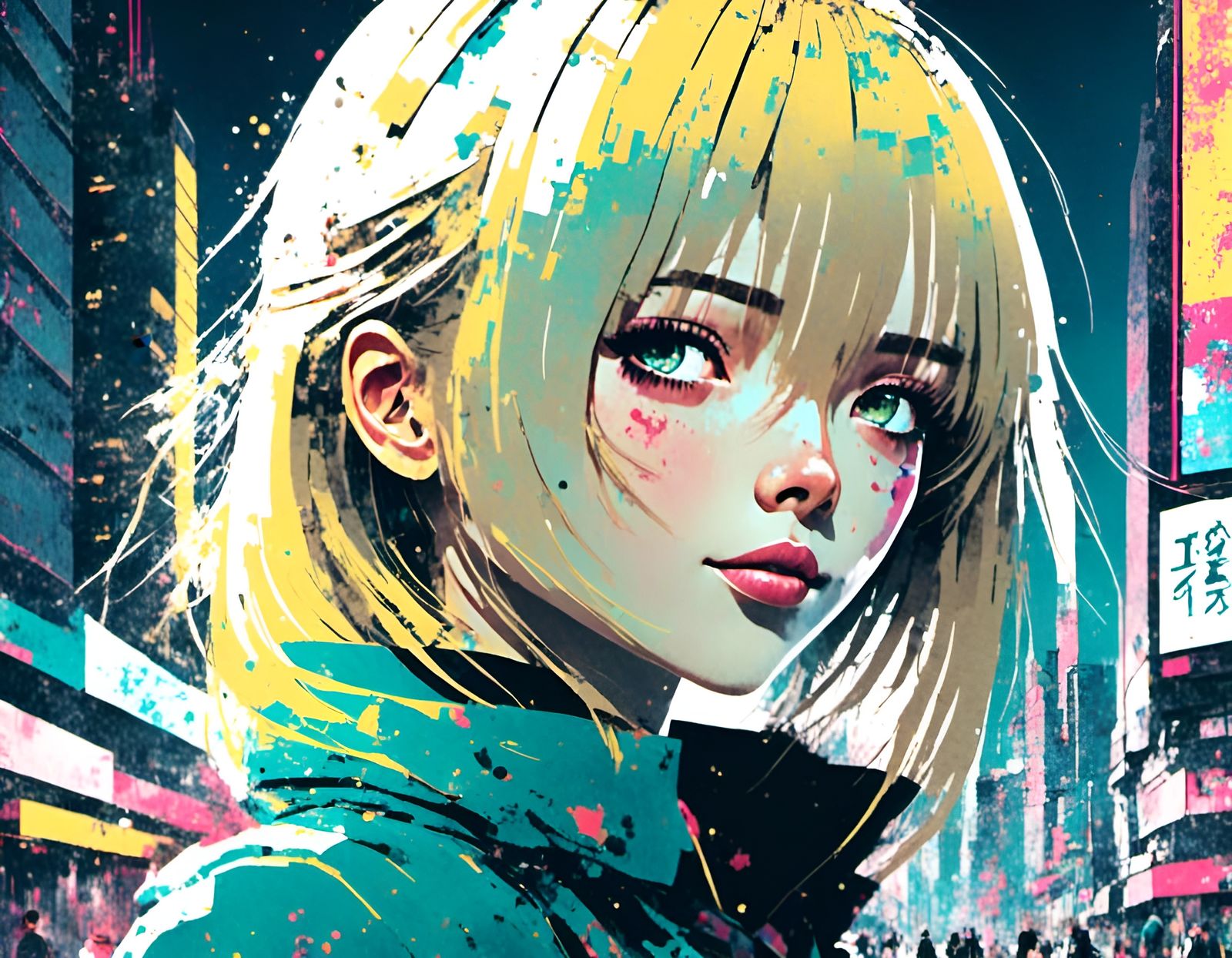 Anime Girl in Robotic Suit, Neo Tokyo Portrait