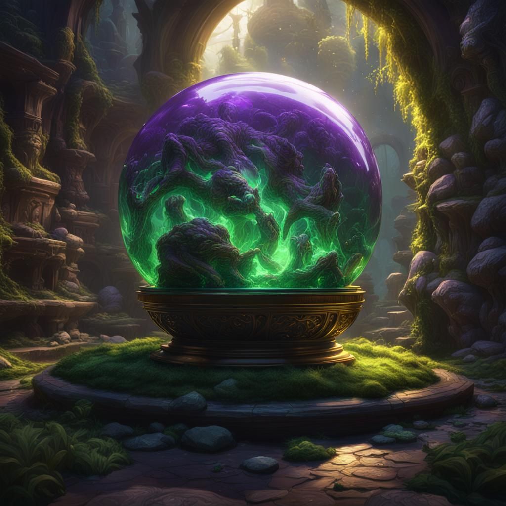 Green Magic Orb in Dark Fantasy Style
