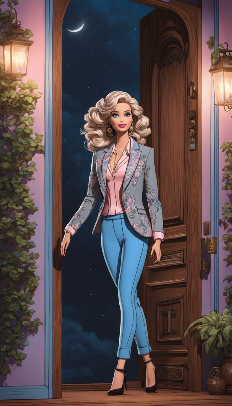 Ethereal Barbie in Vibrant Moonlit Splendor