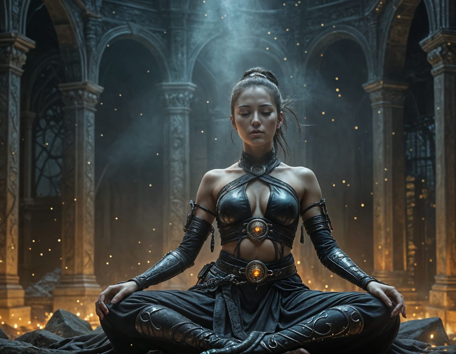 Meditative Monk Warrior in Hyperrealistic Style