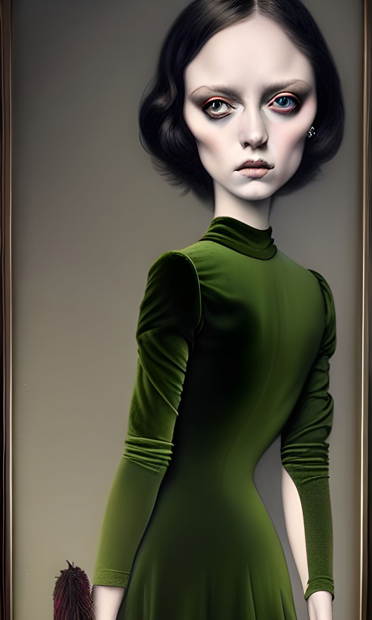 Smirking Velvet Lady: Photorealistic Digital Illustration