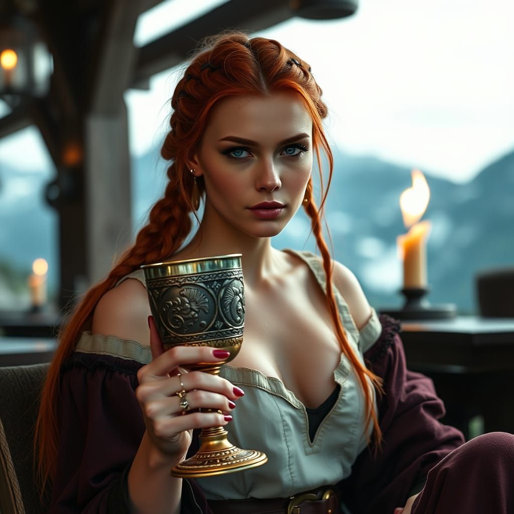 Viking Supermodel in Medieval Tavern