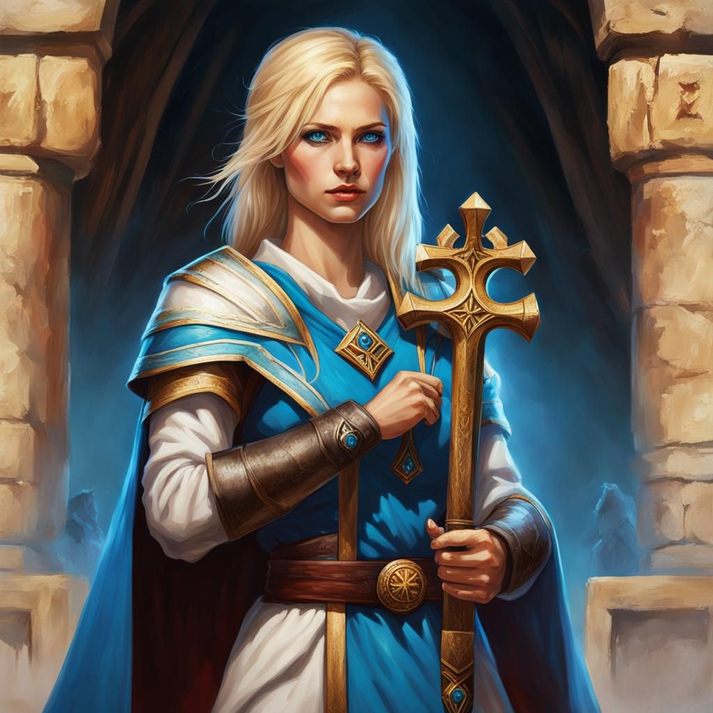 Halfling Cleric with Scar and Ankh in Sinister Style