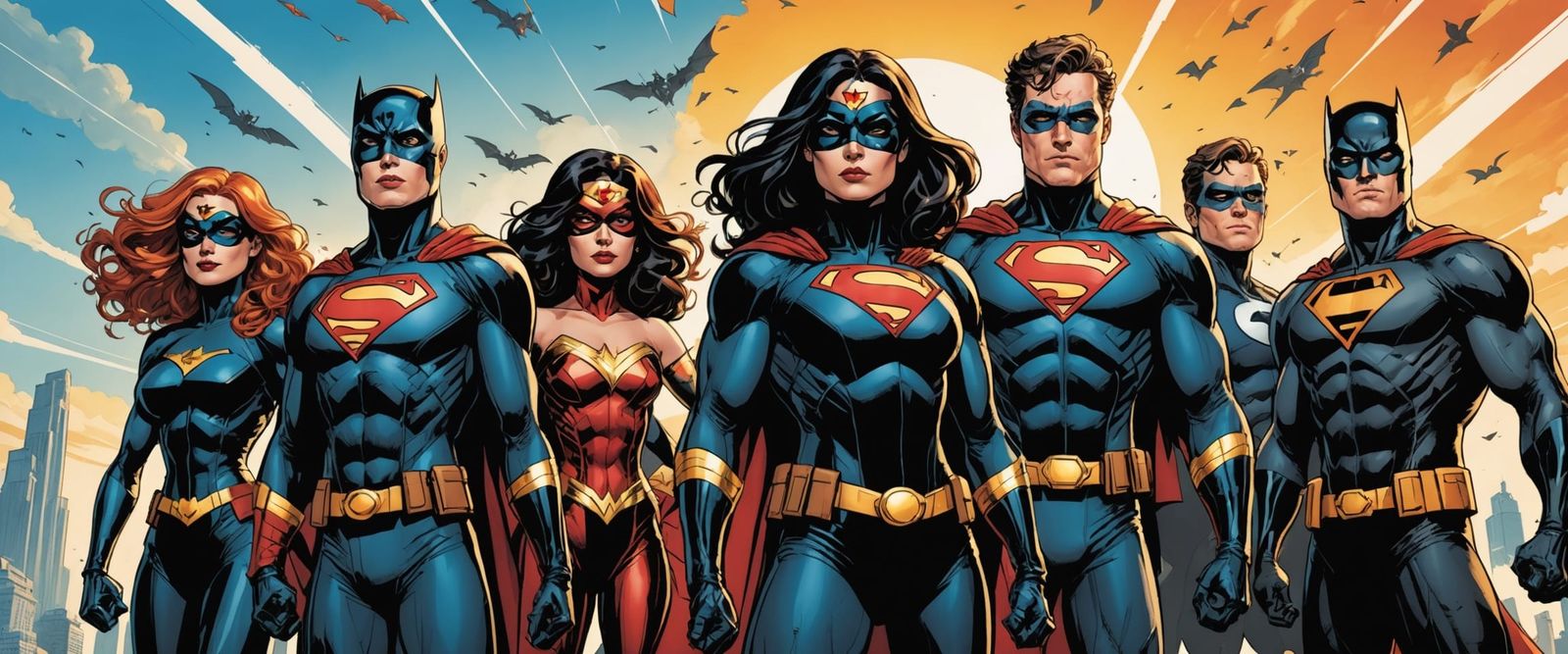 Dynamic Comic Book Superheroes in Gouache and Watercolor Sty...