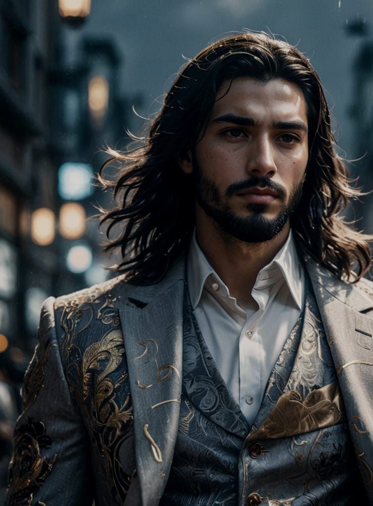 Handsome Man with Soft Hair in Anime Style