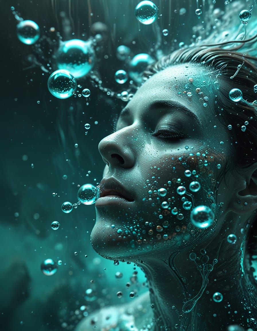 Dreamlike Diver in Turquoise Depths