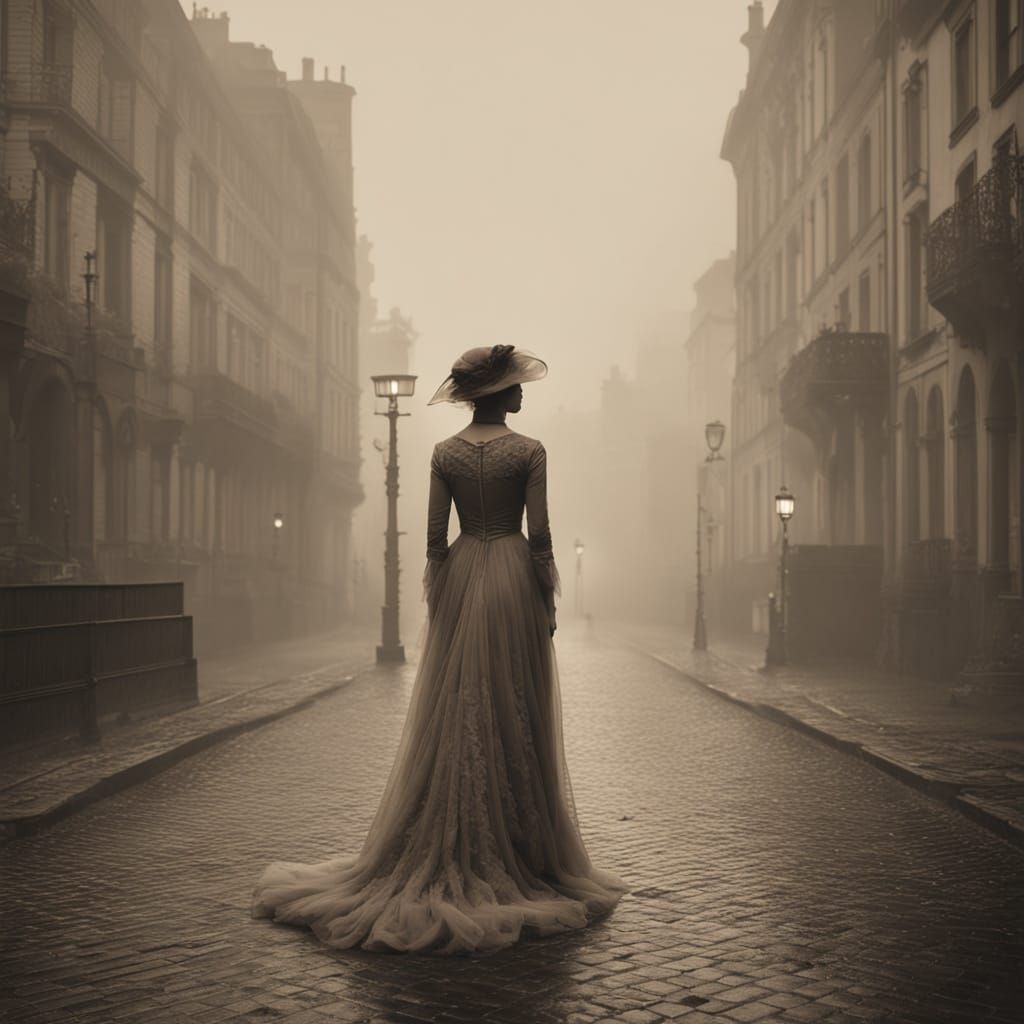 Victorian Gothic Lady of the Night in Elegant Dress