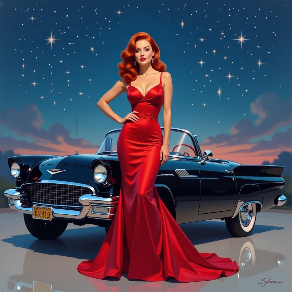 A breathtaking portrait of a woman with fiery red hair, remi...