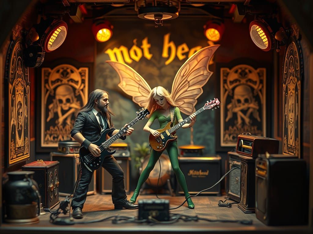 Steampunk Dollhouse Stage with Motörhead and Fairy Guitarist