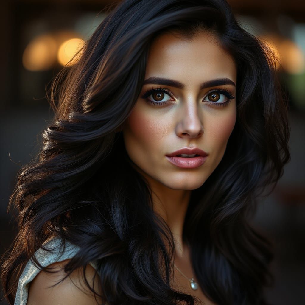 Leona Santari: Elegant Woman with Obsidian Hair